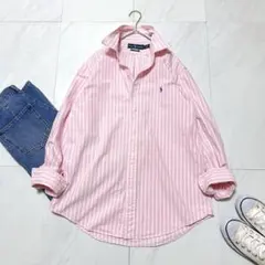 ラルフローレン オックスフォードシャツ ストライプ ポニー刺繍 ピンク