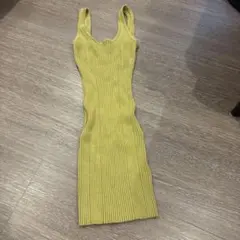 イェロー・グリーン　キャミワンピース　リブ