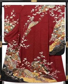 411w3〇色打掛 地紋 金糸 扇 結婚式 ブライダル お色直し 朱色〇美品 411w3〇色打掛 地紋 金糸 扇 結婚式 ブライダル お色直し 朱色〇美品