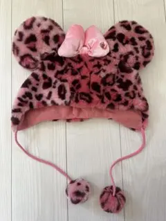 ミニー　ピンクヒョウ柄　帽子　ファンキャップ