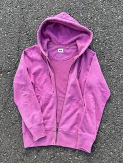 00s OLD UNIQLO フルジップパーカー　ピンク　短丈　y2k S