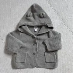 baby GAP フード付き 耳つき カーディガン アウター 3-6ヶ月 グレー