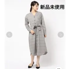 ディスコート チェック柄前開きシャツワンピース