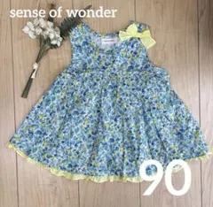 美品 sense of wonder 花柄チュニック ブルー イエロー 90cmのサムネイル