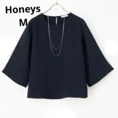 【新品】Honeysハニーズ　グラシア　7分袖ブラウスMトップス 　ブラック