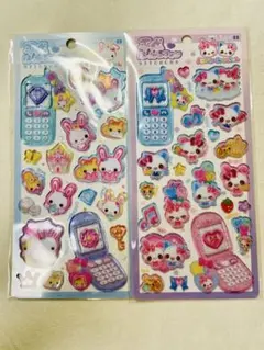まじかるみゅーちゃん　フワフワらびちゃん 平成はっぴーフォンステッカー2枚セット