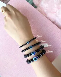 黒ビーズ目モチーフブレスレットセット