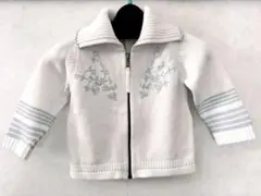 【LITTLE BLU】上品刺繍入りコットンニットカーディガン約90cm