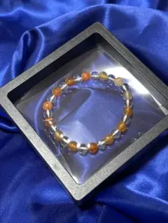 天然石ブレスレット オレンジアゲート と 水晶