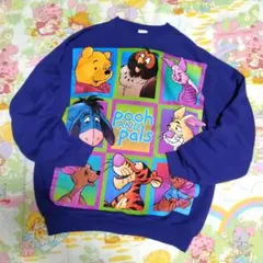 ✰ 古着 プーさんファミリー ビッグプリント スウェット トレーナー ✰