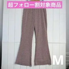 赤と白のストライプ フレアパンツ ウエストゴム　Mサイズ