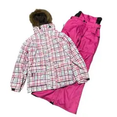 icepardal スキーウェア 上下セット M チェック柄×ピンク