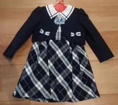 ネイビー チェック柄 フォーマルドレス