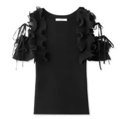 SNIDEL デザインフリルニットプルオーバー Black