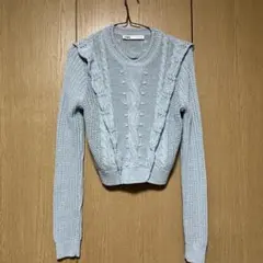 ZARA 水色 ケーブルニットセーター S