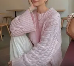 ！お値下げ！ケーブル編み長袖ニットセーター