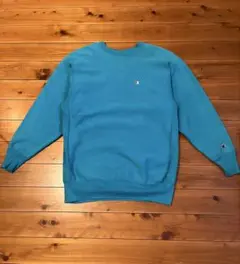 90s チャンピオン リバースウィーブ ターコイズブルー 刺繍タグ 目付 XXL