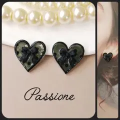 【一点物】ꫛꫀꪝガーリードット柄シアーハート ピアス/イヤリング