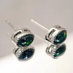ブラックオパール　ピアス　 s925針◆天然石◆パワーストーン◆
