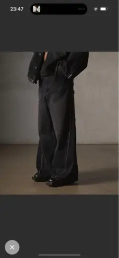 GRANCY ジップデザイン　バギーデニム　パンツ　ブラック　Mサイズ