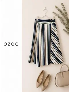 OZOC オゾック ストライプ アシンメトリー フレアスカート マルチカラーのサムネイル