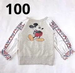 デニムダンガリー　キッズ　スエット　100 ミッキーマウス　ディズニー　刺繍のサムネイル