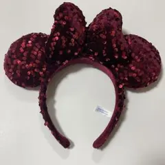 ディズニー カチューシャ ミニー 赤 ベロア スパンコール