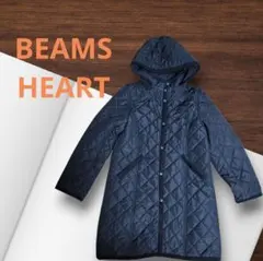 BEAMS HEART キルティング フード付き コート ネイビー