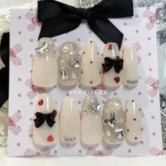 地雷 バレエコア ネイルチップ ドット フレンチガーリー 韓国 y2k 量産型