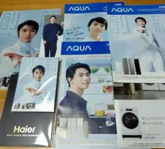 羽生結弦 クリアファイル 、メモ帳　Haier AQUA、パンフレット、おまけのサムネイル