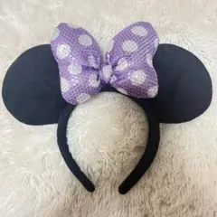 ミニースパンコールドットカチューシャ　紫