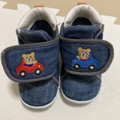 【ミキハウス】デニム クマ刺繍 スリッポン 12.5cm 送料込み