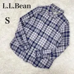 L.L.Bean エルエルビーン チェック 長袖シャツ S 綿100% 青 紫