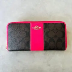 COACH Signature Zip Around Wallet PINK ③