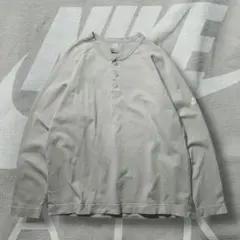 00s NIKE ヘンリーネック ロンT ハーフスナップ 背面ロゴ グレージュ