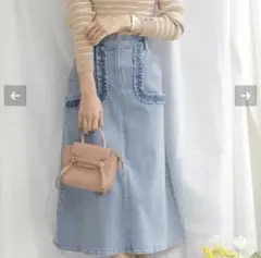 フリル ＆ 刺繍 ポケット デニムスカート le reve vanillerのサムネイル