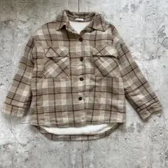 2PINK 裏ボア チェック柄 シャツジャケット M ベージュ 厚手 ネルシャツのサムネイル