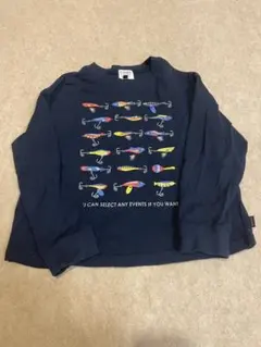 エフオーキッズ　釣り用ルアー柄 長袖カットソー ネイビー
