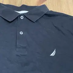 【NAUTICA】ノーティカ 刺繡ワンポイントロゴ ポロシャツ ブラック L