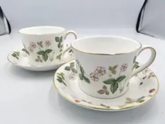 2客セット ウェッジウッド ワイルドストロベリー カップ＆ソーサー 【T432】