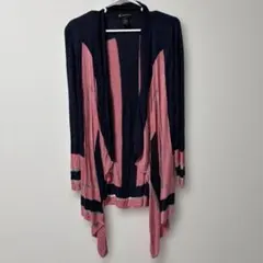 【M】カーディガン ロングカーディガン 長袖 ネイビー ピンク 紺