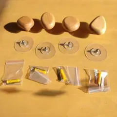 木製フック 4個セット 吸盤付き