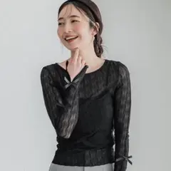 coca リボンシアーメッシュトップス Mのサムネイル
