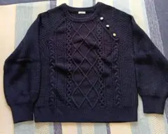 ハニーズ 金ボタンケーブルニット ネイビー Lサイズ