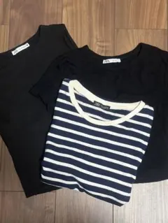 ZARA 黒 Tシャツ ボーダー等3点セット！