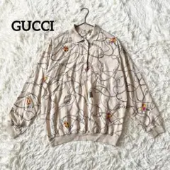 GUCCI グッチ　ヴィンテージ 長袖 ポロシャツ シルク100% イタリア製のサムネイル