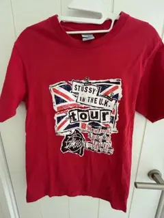 stussy U.KロゴTシャツ　アメリカ製　Sサイズ　赤