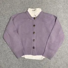 ラベンダー ニットカーディガン ホワイトシャツ オリーブデオリーブ