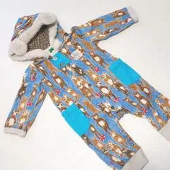 80◆ラグマートragmart◆くま耳フード付◆サーカスのくま柄カバーオール◆