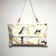 エコティッシュカバー　しば犬と茶トラ　箱なしティッシュケース　壁掛け　置き型